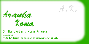 aranka koma business card